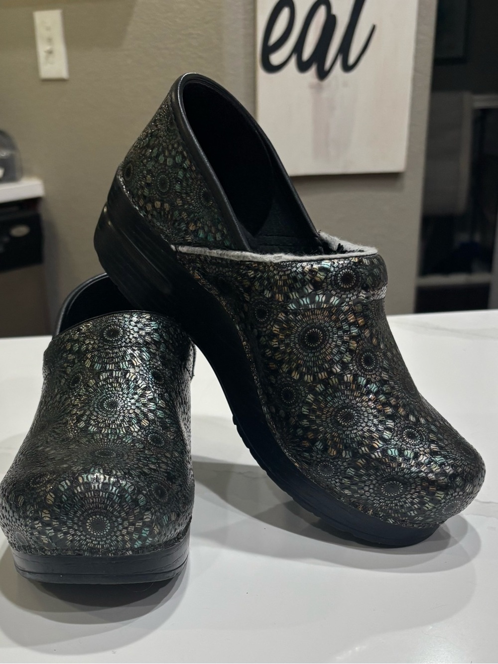 Dansko Professional Women's Black Iridescent Mosaic Classic Clog size 38